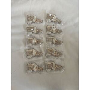 Set of 10 Gold/White Beaded Christmas Shoe Boot Ornaments